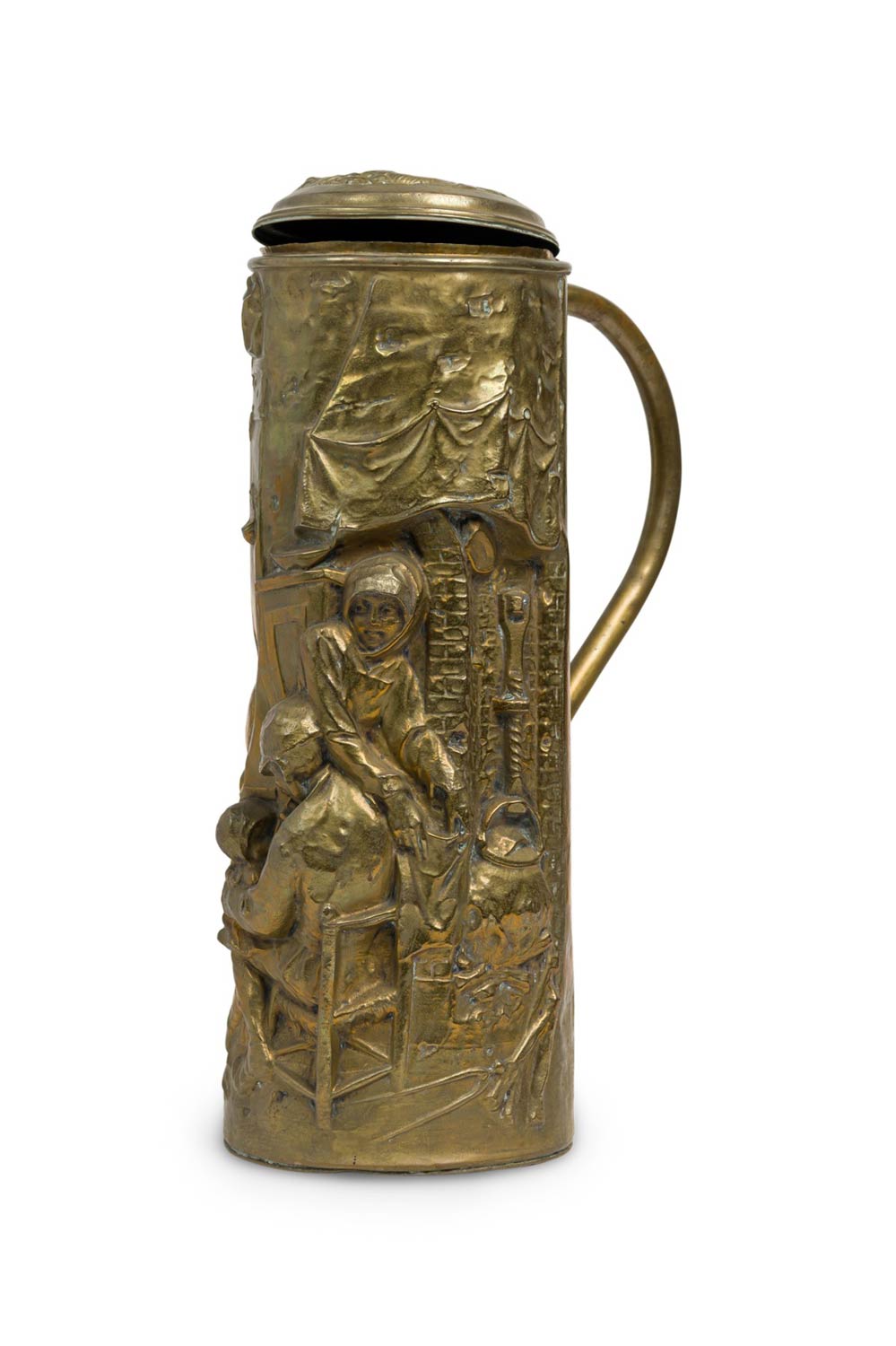 Renaissance hammered brass umbrella stand 2