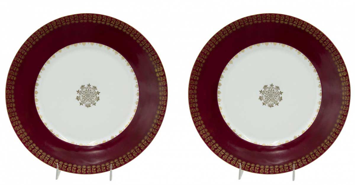 Set of english victorian porcelain dinner plates 2