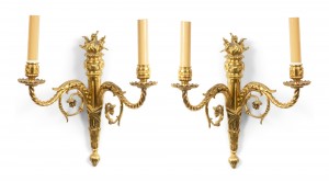 French louis xvi style bronze dore wall sconces 1