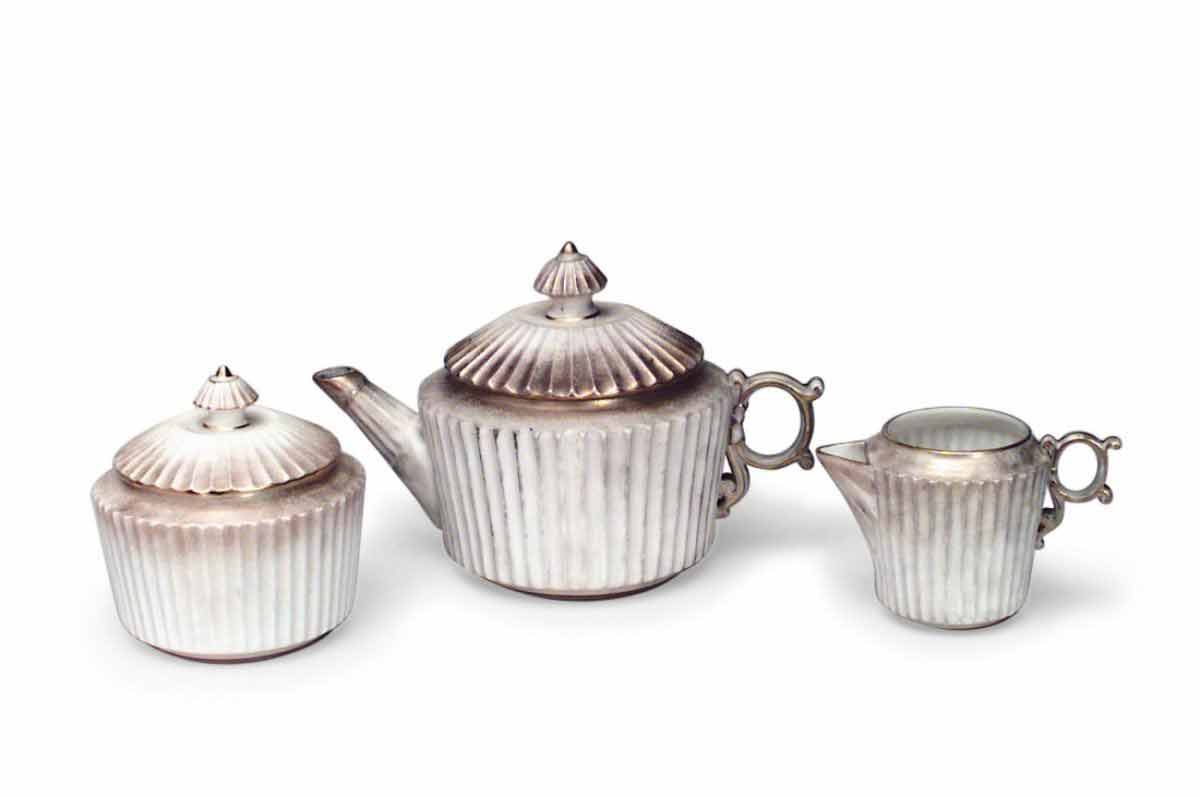 Set of 3 english victorian worcester porcelain tea set