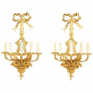 French louis xvi style bronze dore wall sconces 16