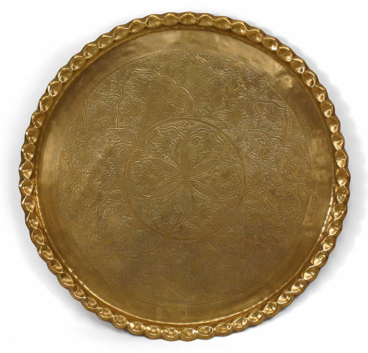 Moorish round brass tray 6