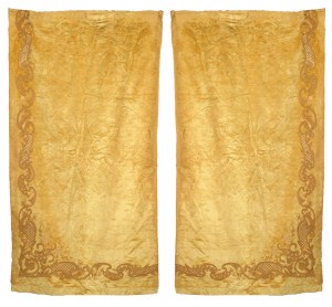 Gold velvet drapes