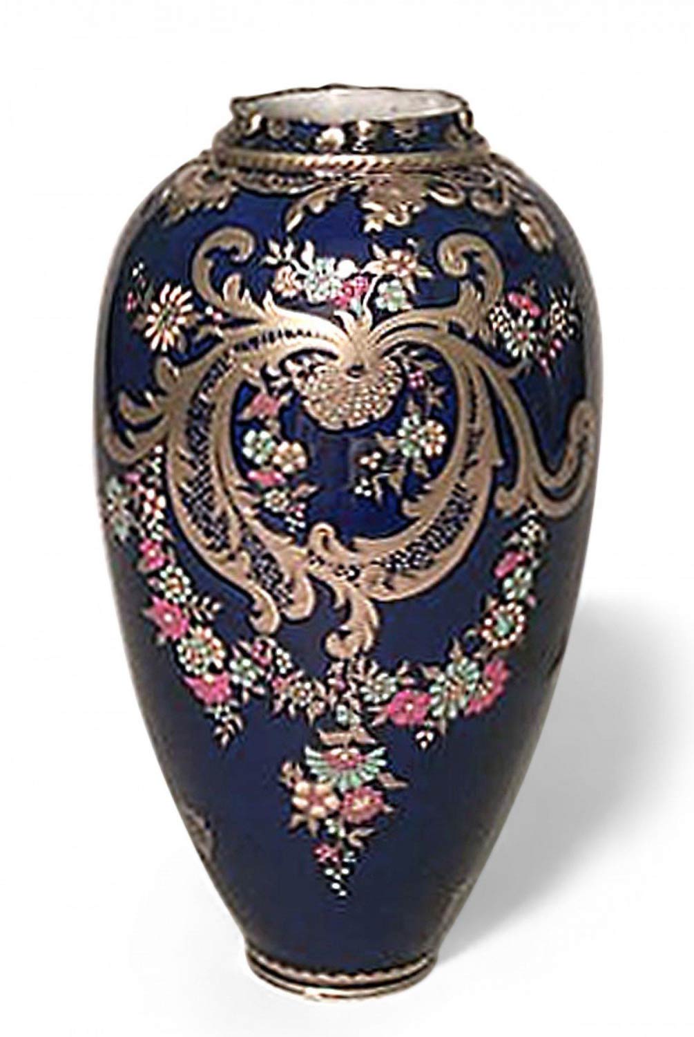 English victorian cobalt blue and gold porcelain vase