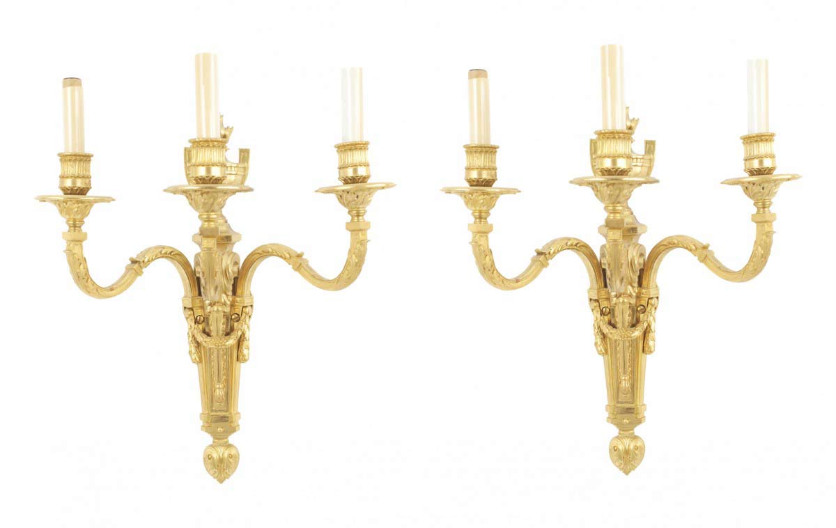 French louis xvi gilt wall sconces 2