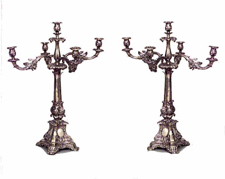 English Georgian Silver Plate Candelabras 2