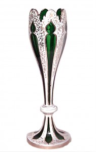 French victorian green and white glass vase