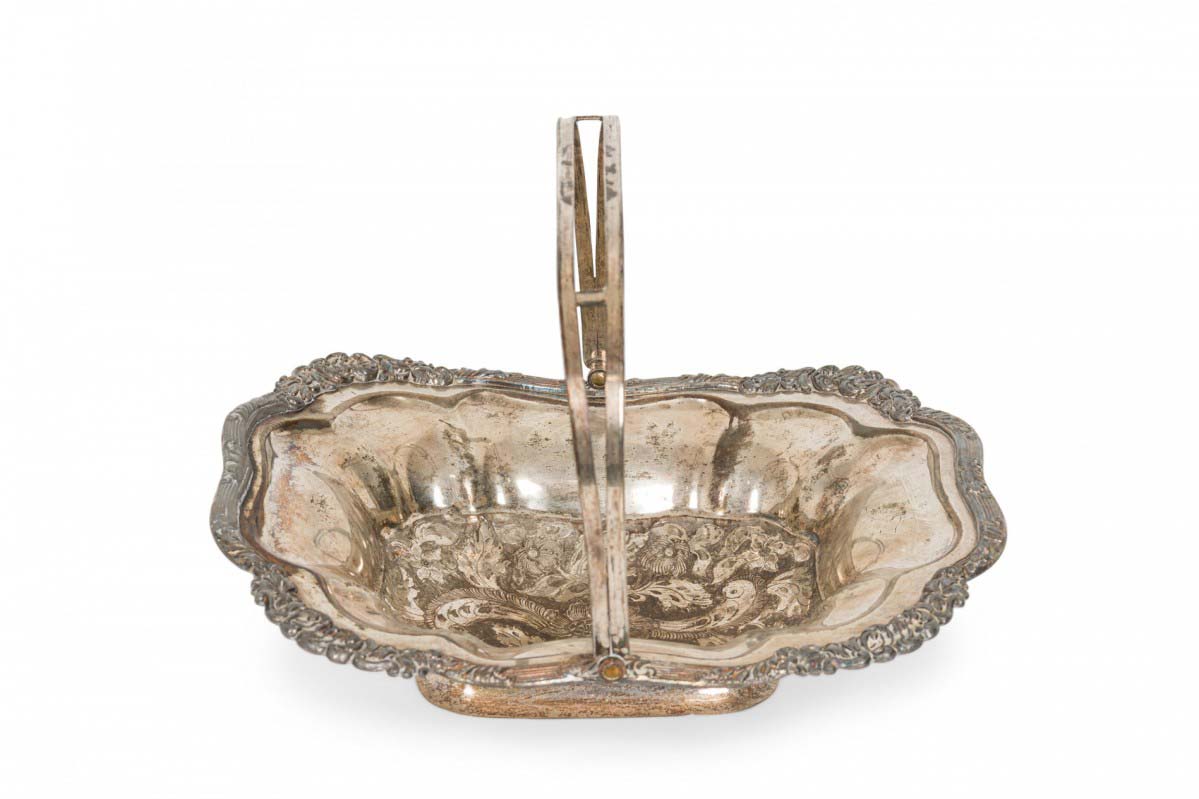 English victorian silver plate centerpiece basket