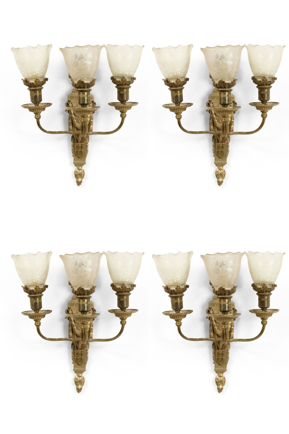 French victorian style bronze wall sconces