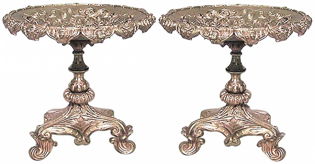 Pair of french louis xv style bronze dore compotes