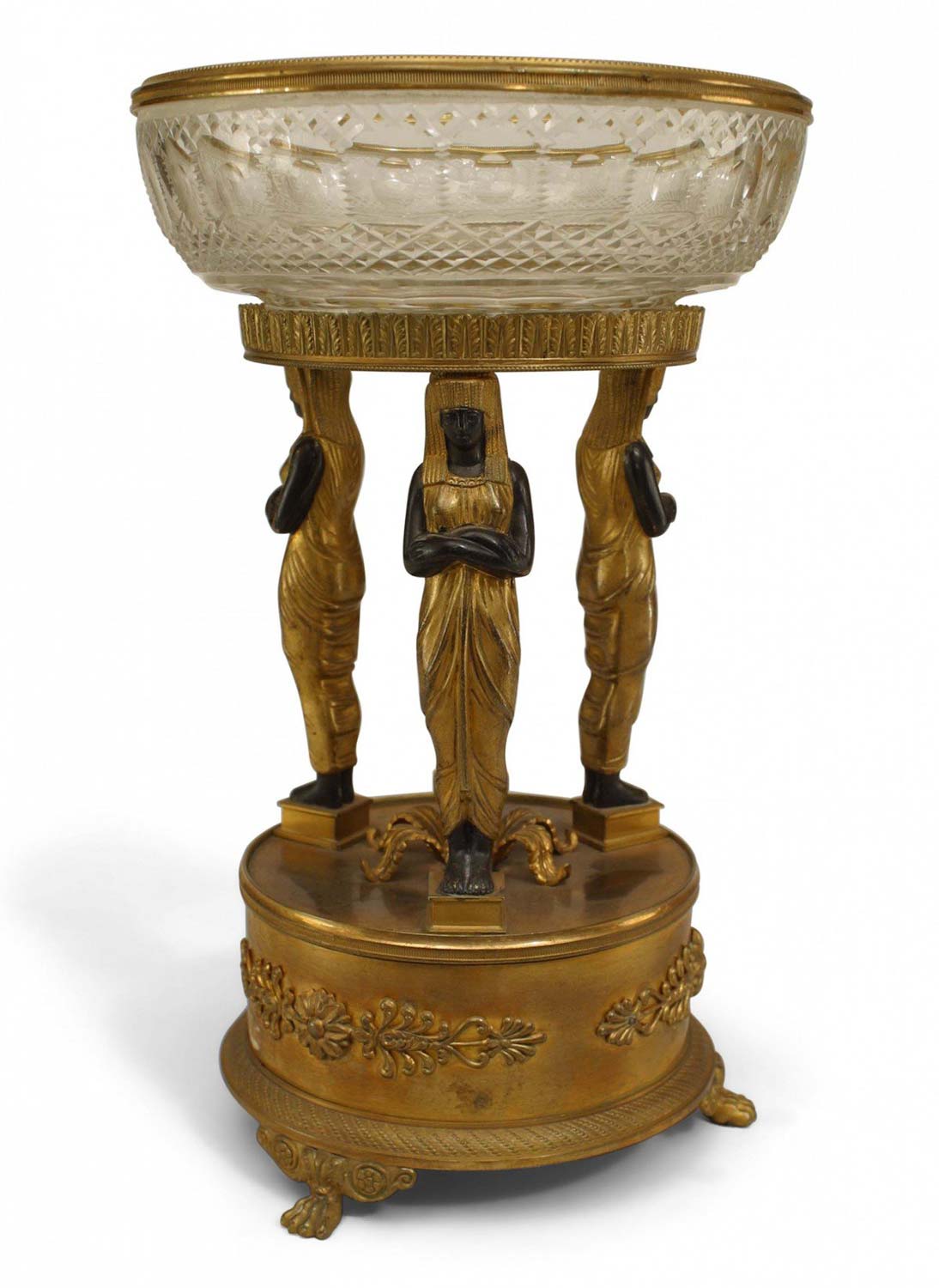 French empire style bronze dore egyptian compote