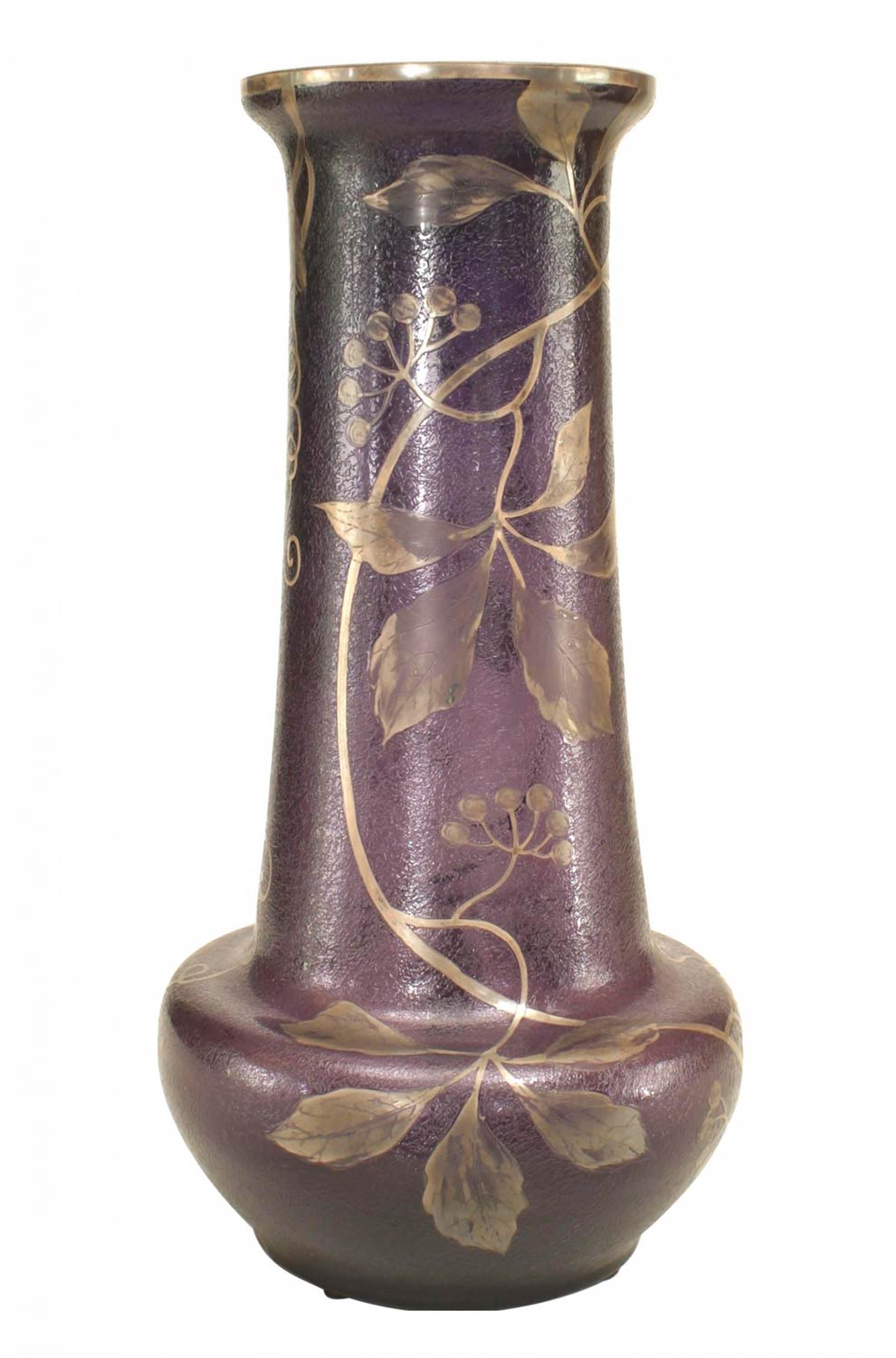 French victorian purple and silver glass vase