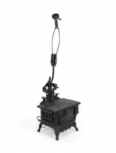 American country black iron stove table lamp