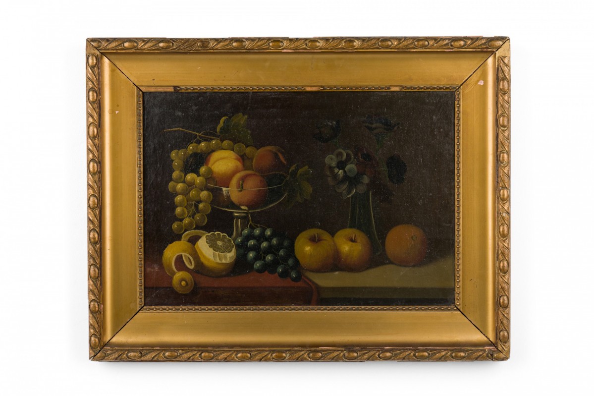 French victorian fruit and vase still life