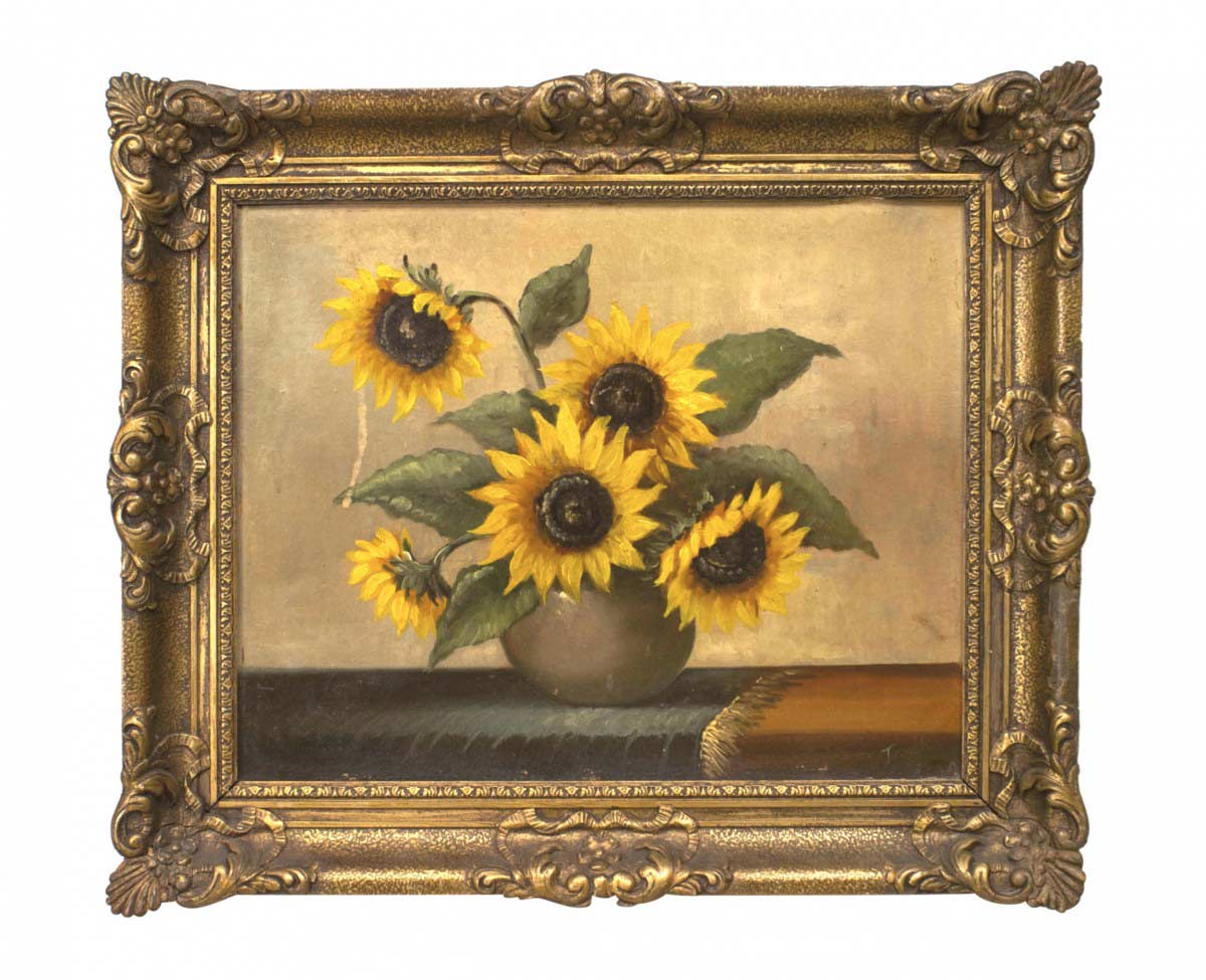French victorian sunflower still life