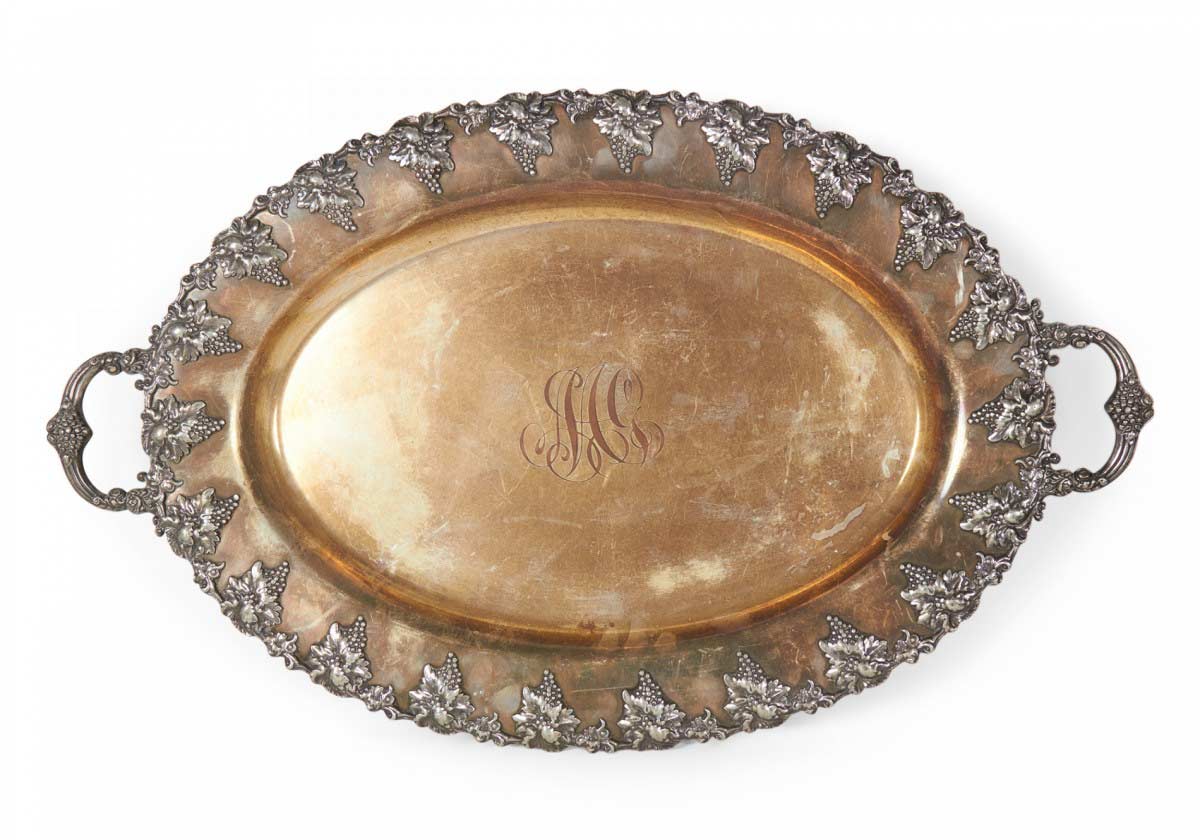 English victorian silver plate tray 13