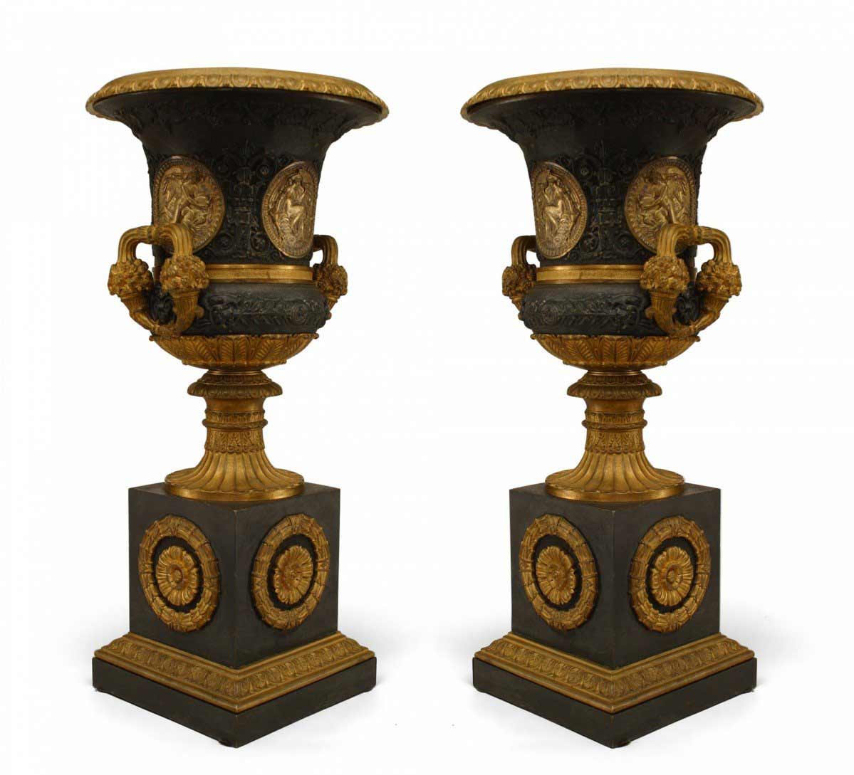 Pair of french charles x ormolu and bronze campagna urns 1