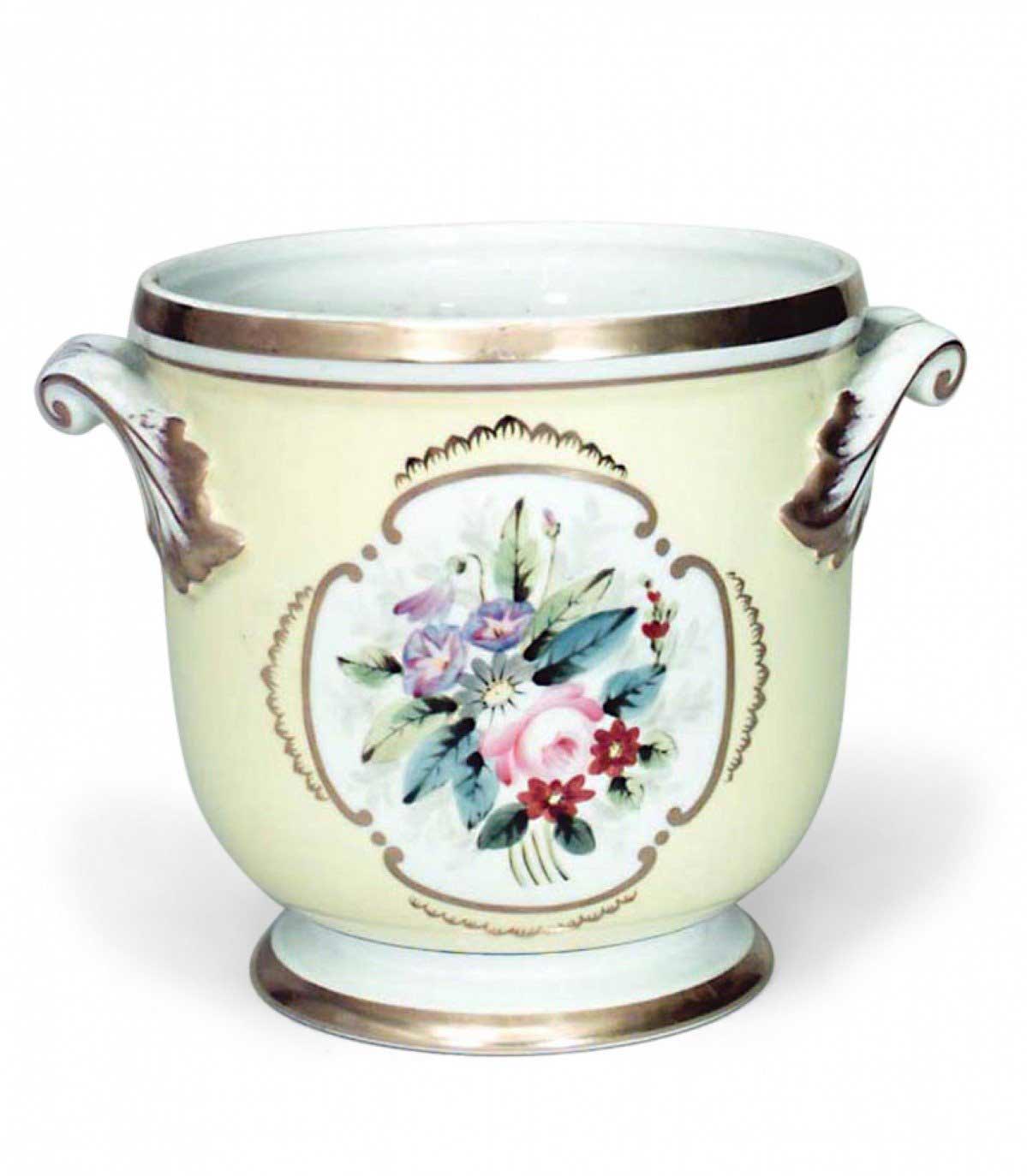 French victorian floral porcelain pot