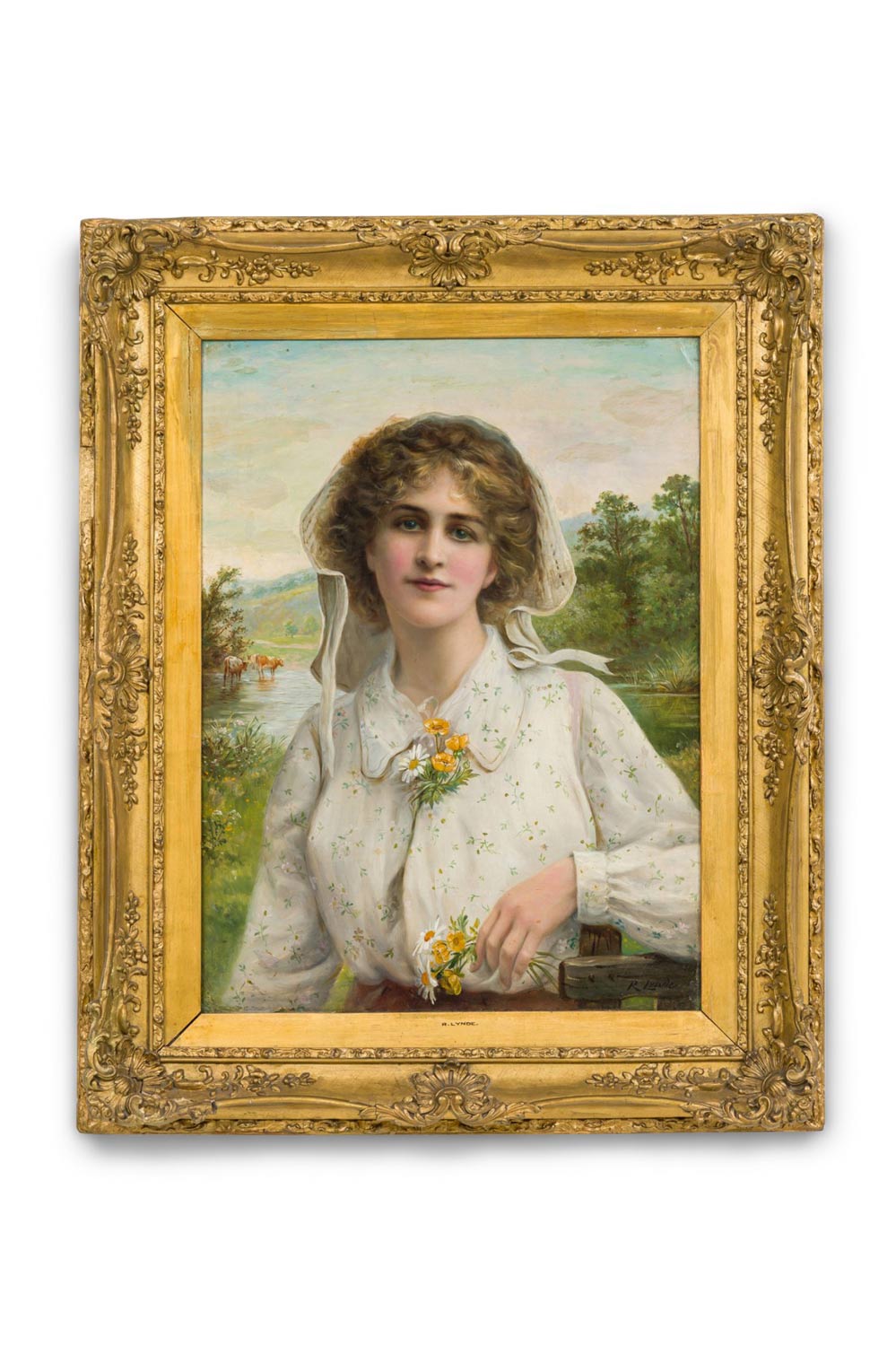 English gilt young lady portrait