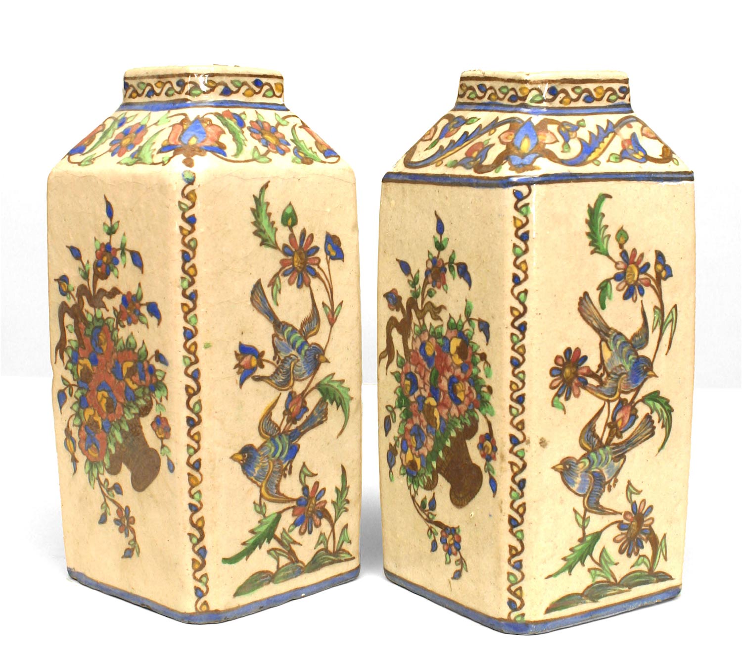 Persian Style Floral Ceramic Vases 1