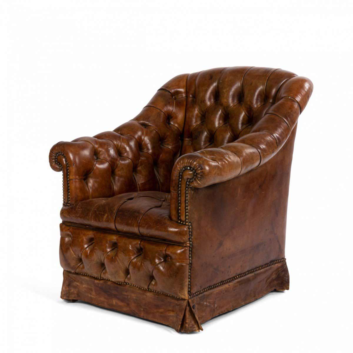 Victorian tufted leather club chair
