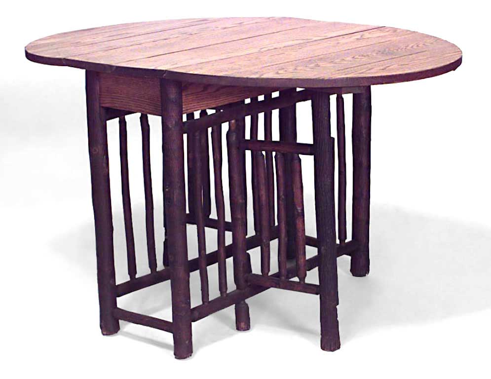 American rustic old hickory drop leaf dining table 2