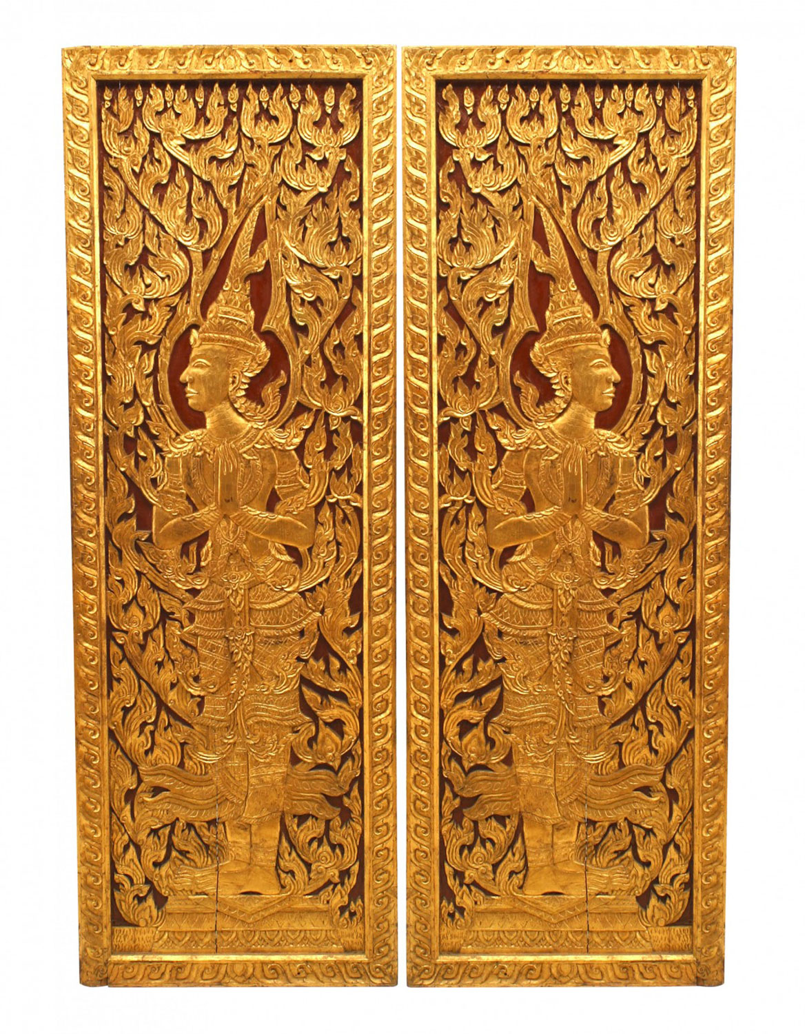 Thai painted and carved door panels