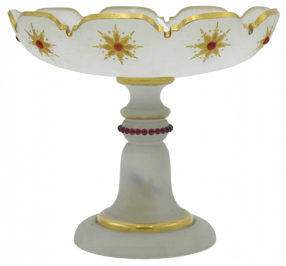 French victorian opaline jeweled compote