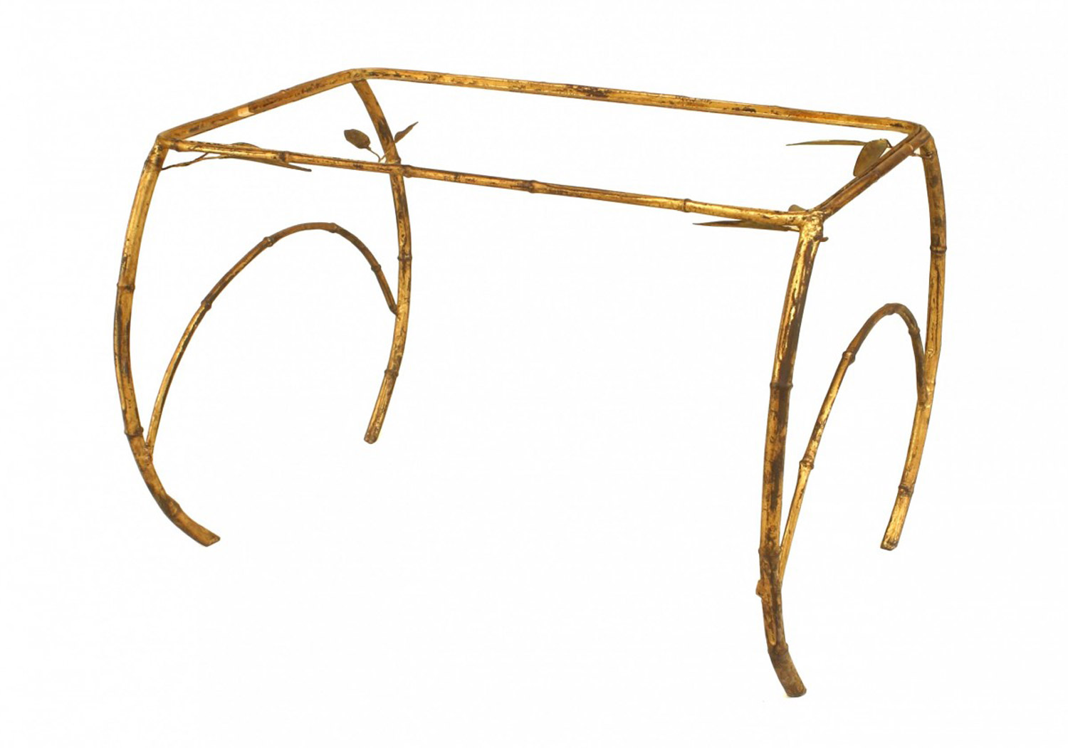 Faux bamboo gilt and glass coffee table 2