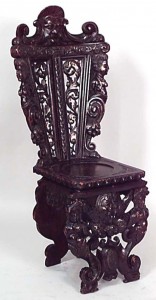 Seating side chair pair italian renaissance walnut 020769