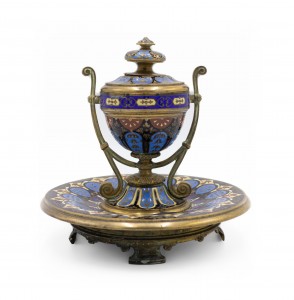 French victorian enamel urn inkwell