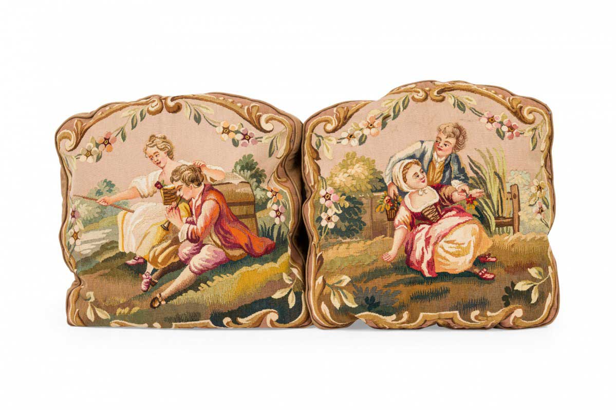 French victorian tapestry pillows 1