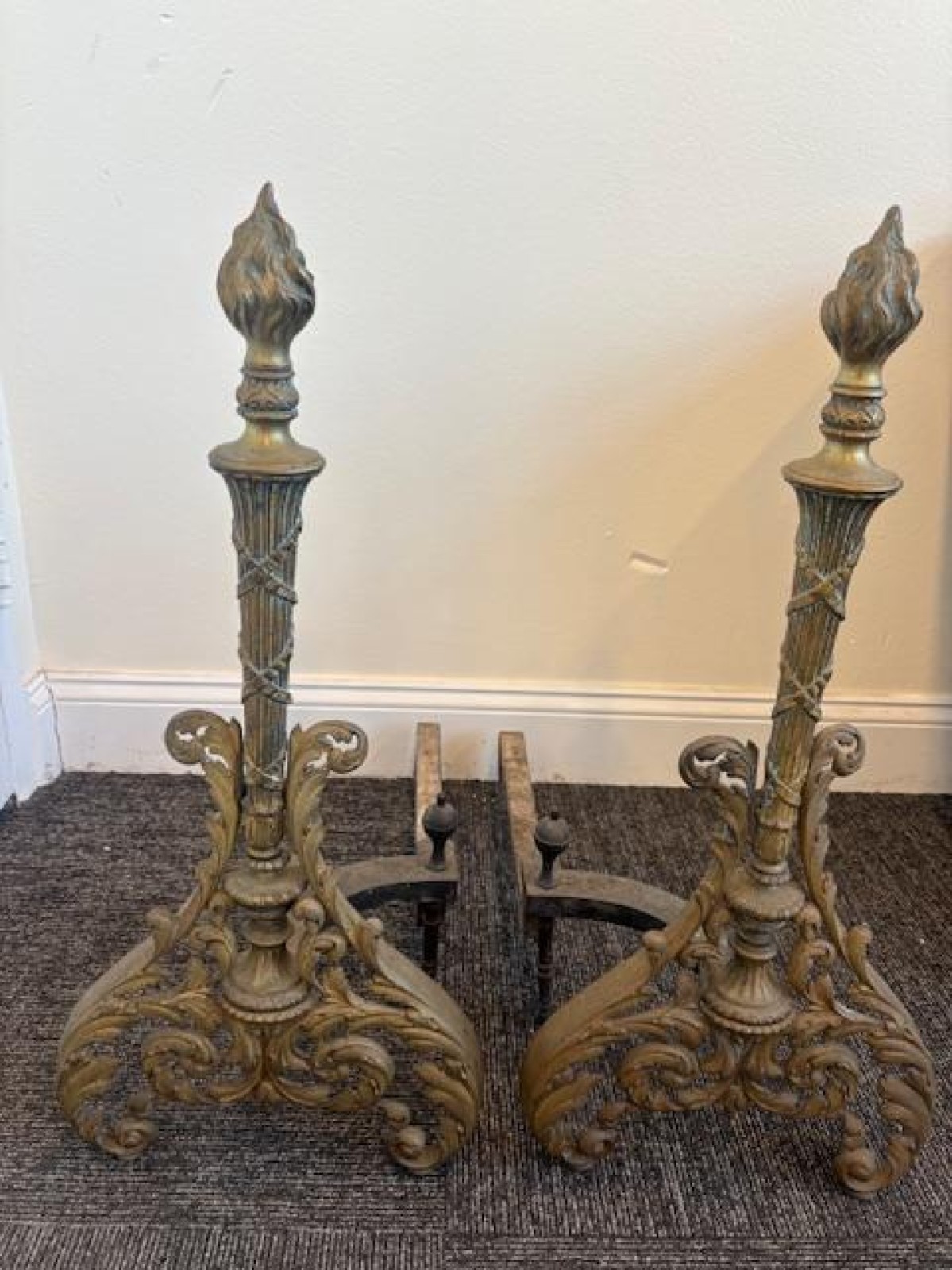 French louis XV style torch andirons