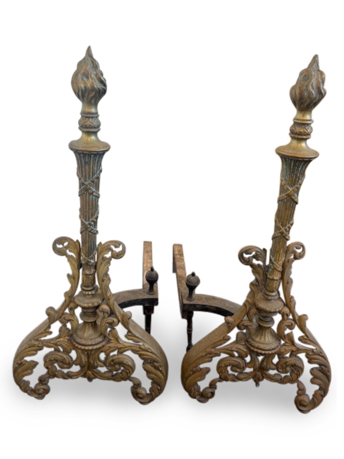French louis XV style torch andirons