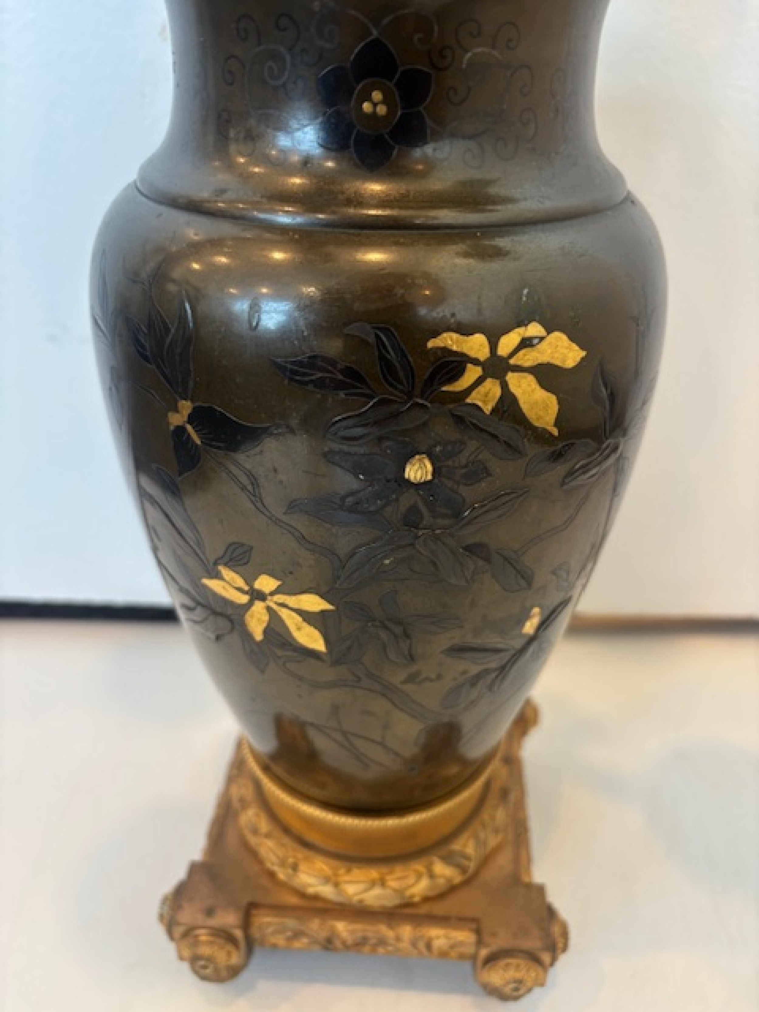 French victorian gitl candelabra with a japanese vase