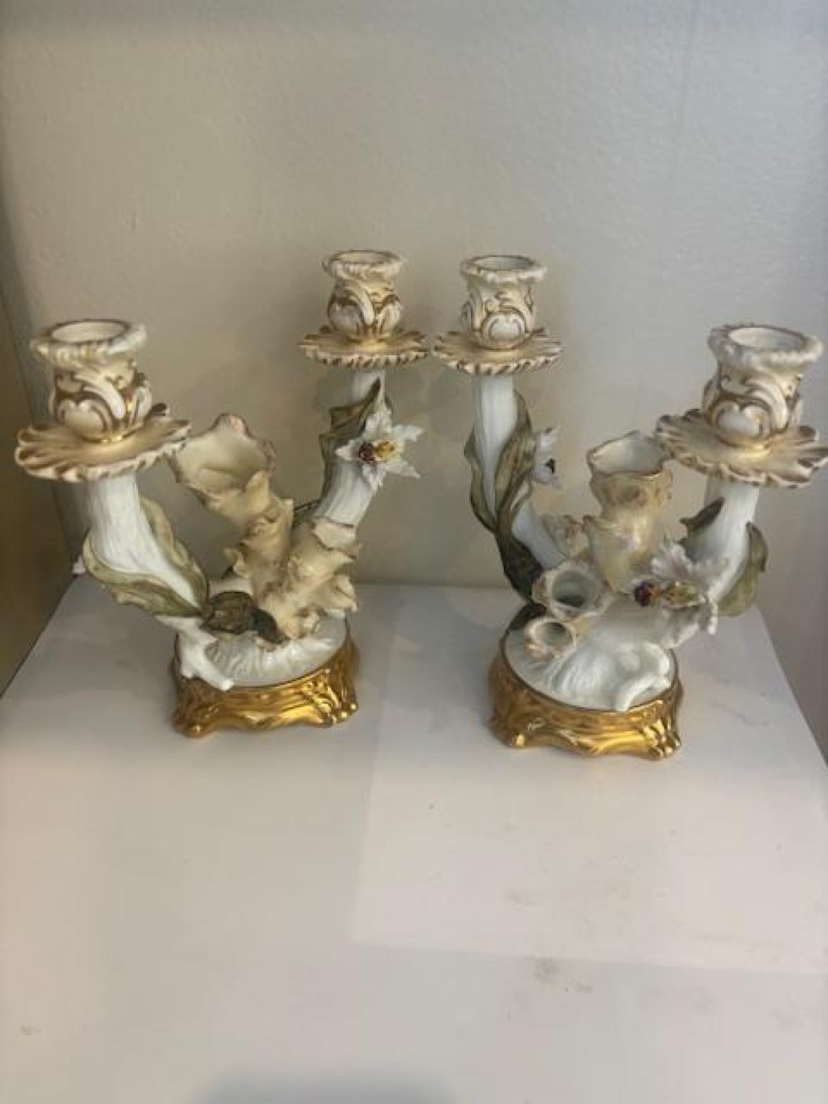 English victorian moore porcelain 2 arm candleabra