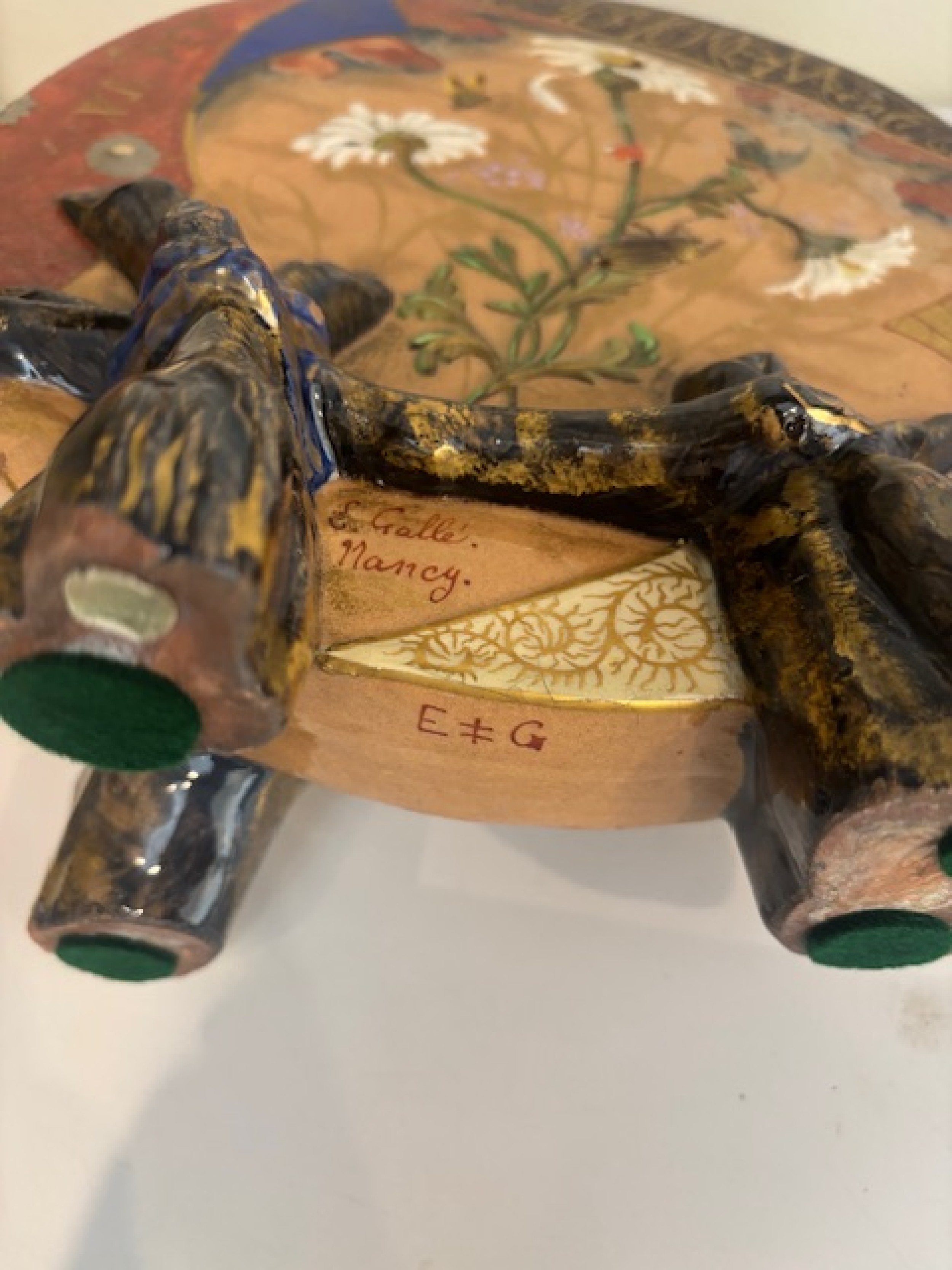 Art nouveau glazed earthenware vase signed galle