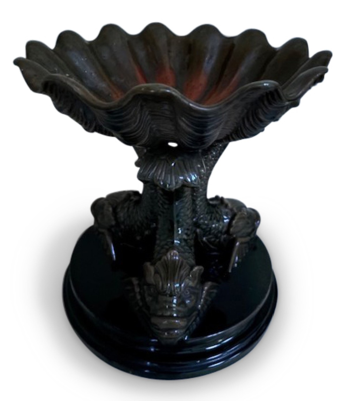 English regency green porcelain dophin centerpiece