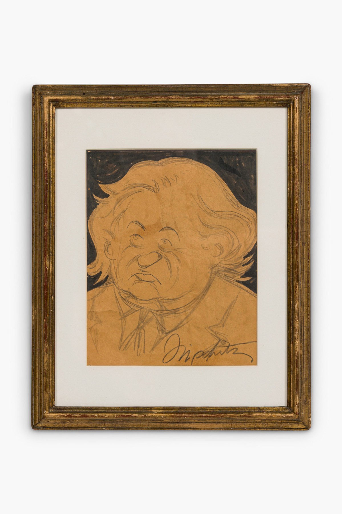 Jacques lipchiz pen and ink charicature portrait