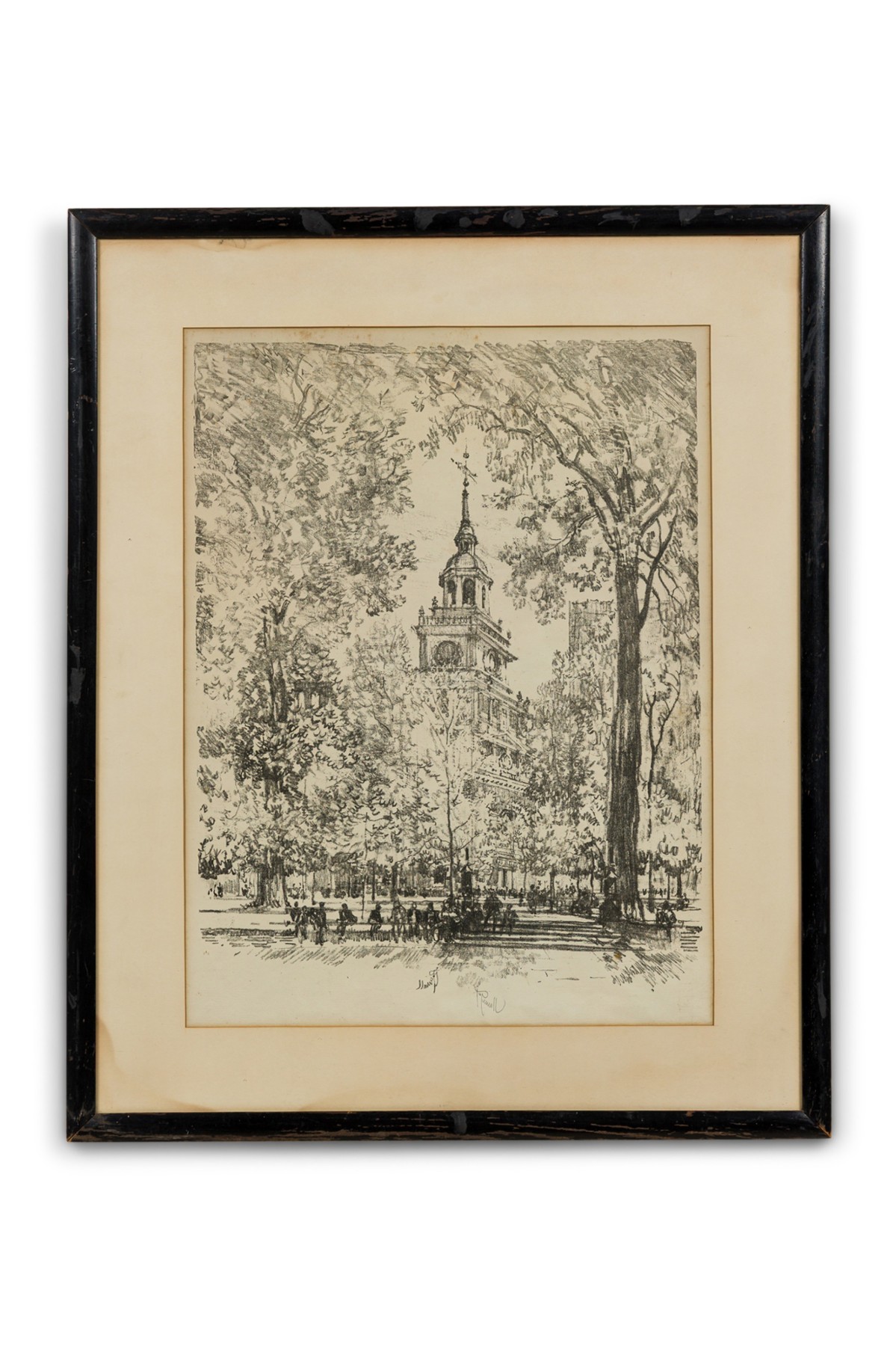 Joseph pennell etching of independance hall