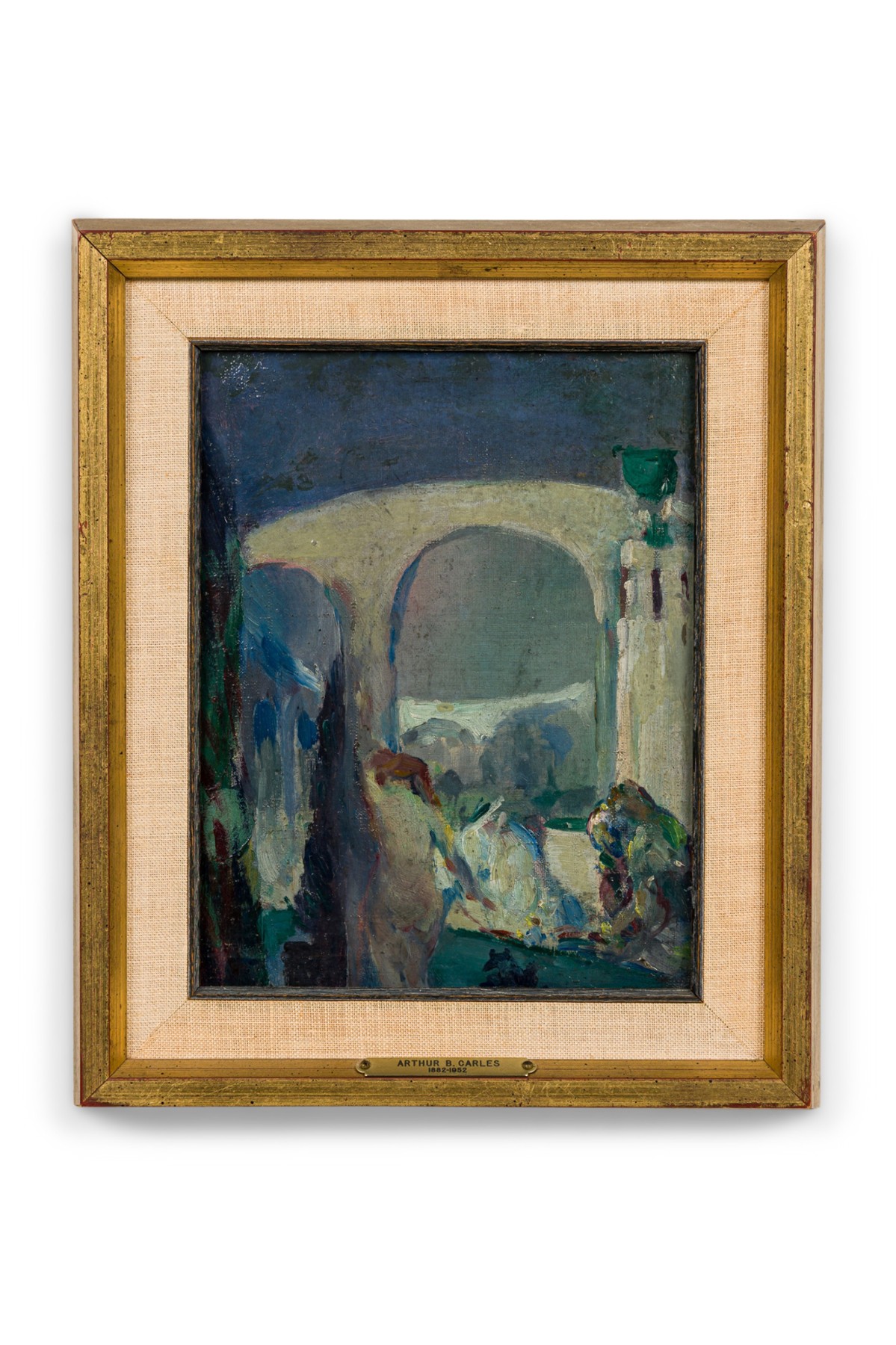 Arthur carles oil on board of arch procession