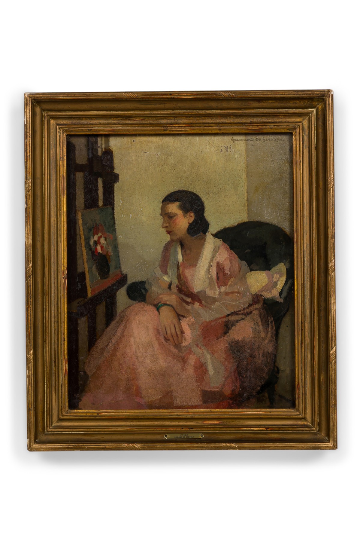 Se scevola painting of a seated lady in pink