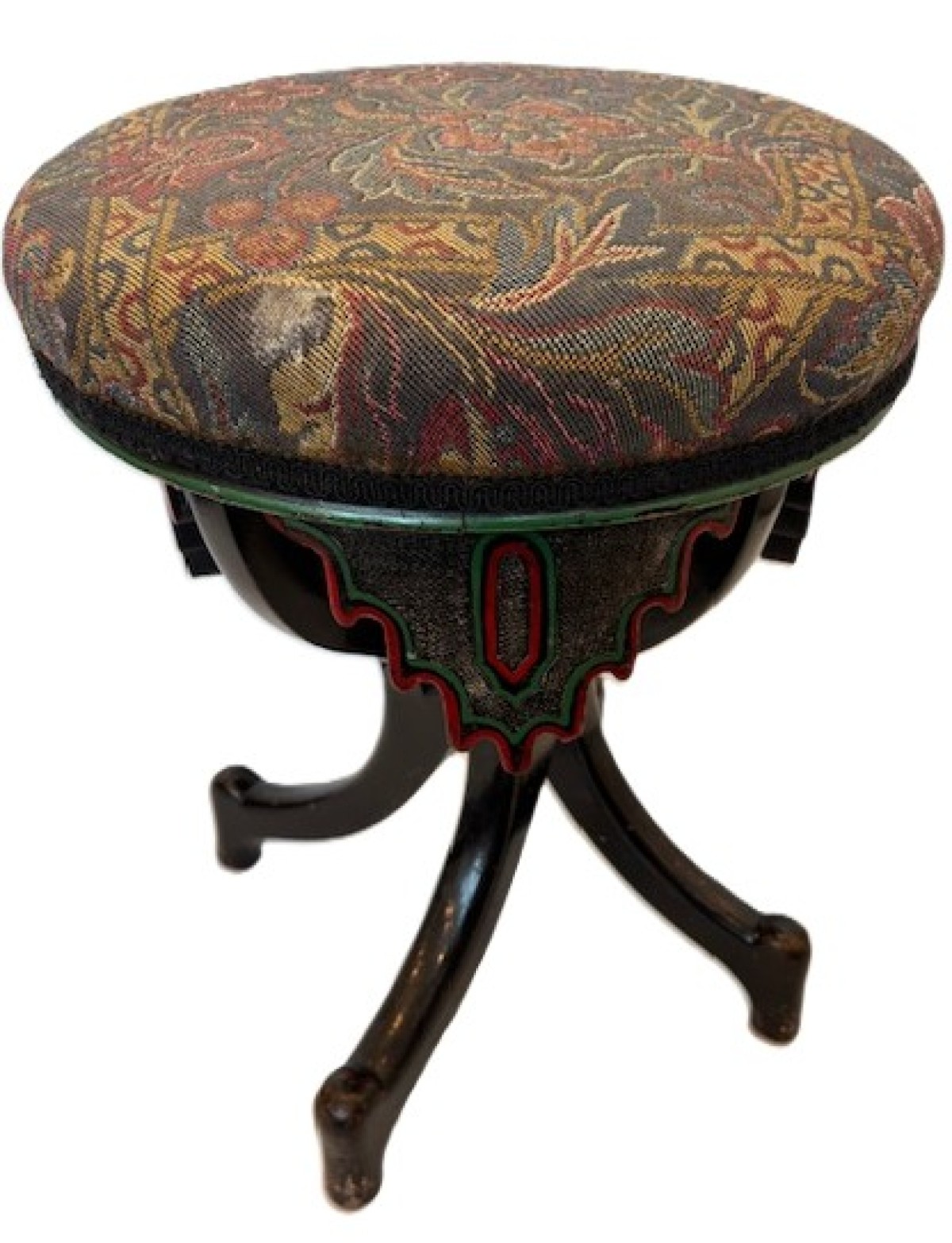 Middle easter style stool with tapestry seat