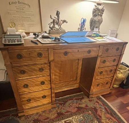 English yew wood campaign desk