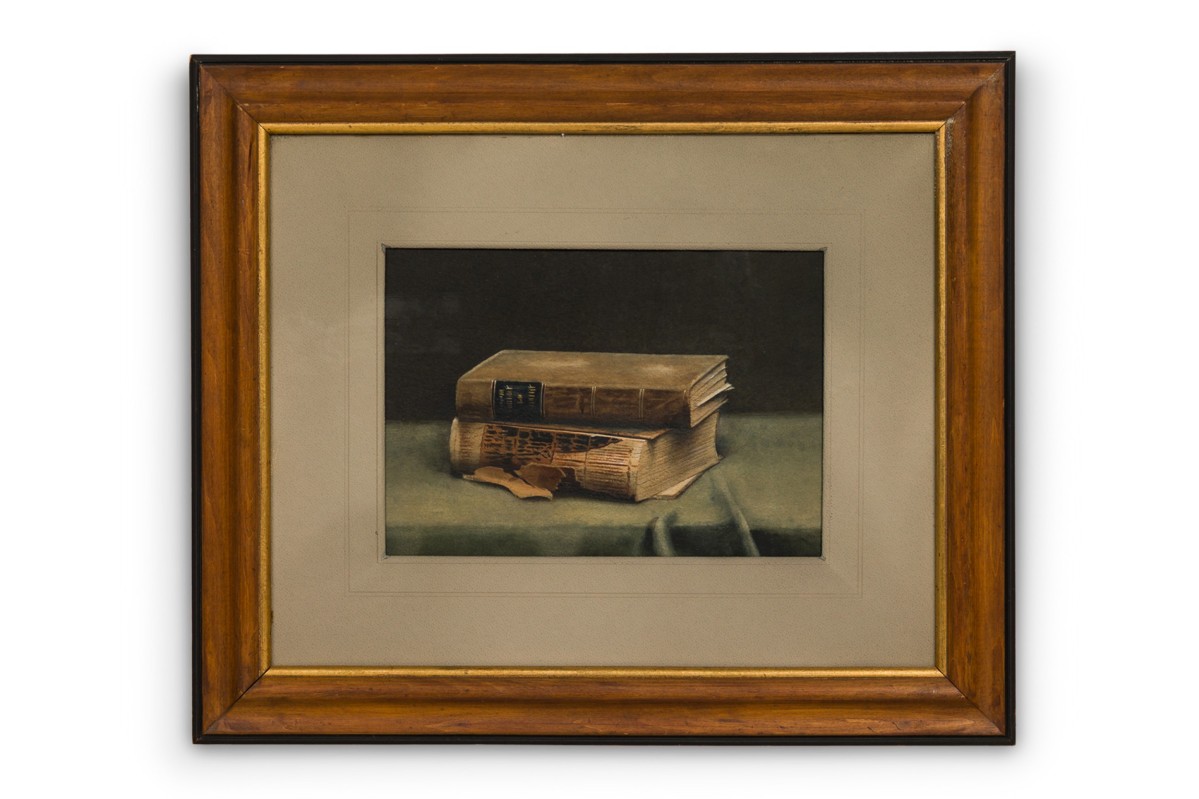Still life pastel of 2 books