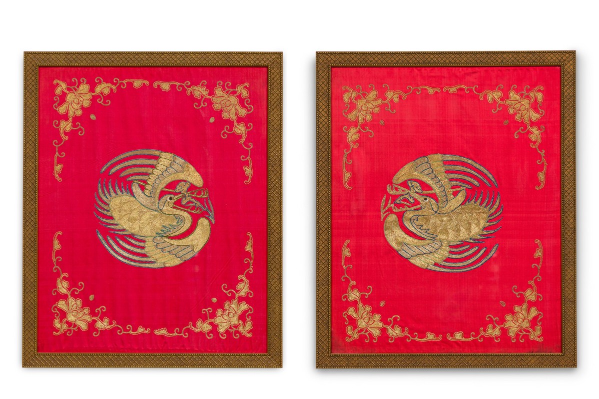 Chinese embroidery with gold phoenix