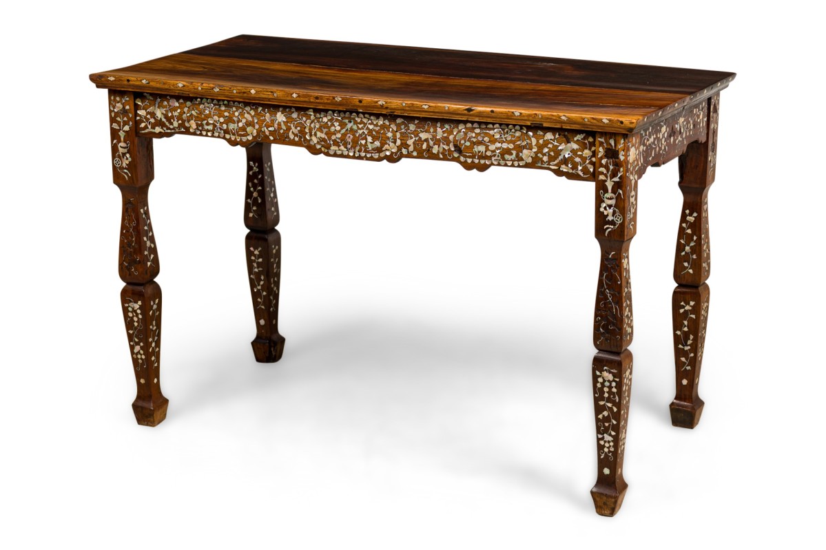 Asian rosewood pearl inlaid rrectangular center table