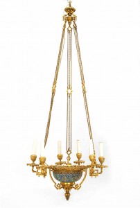French victorian bronze dore faux bamboo chandelier