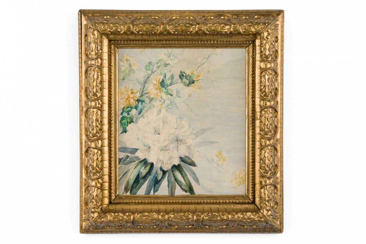 French victorian floral still life watercolor