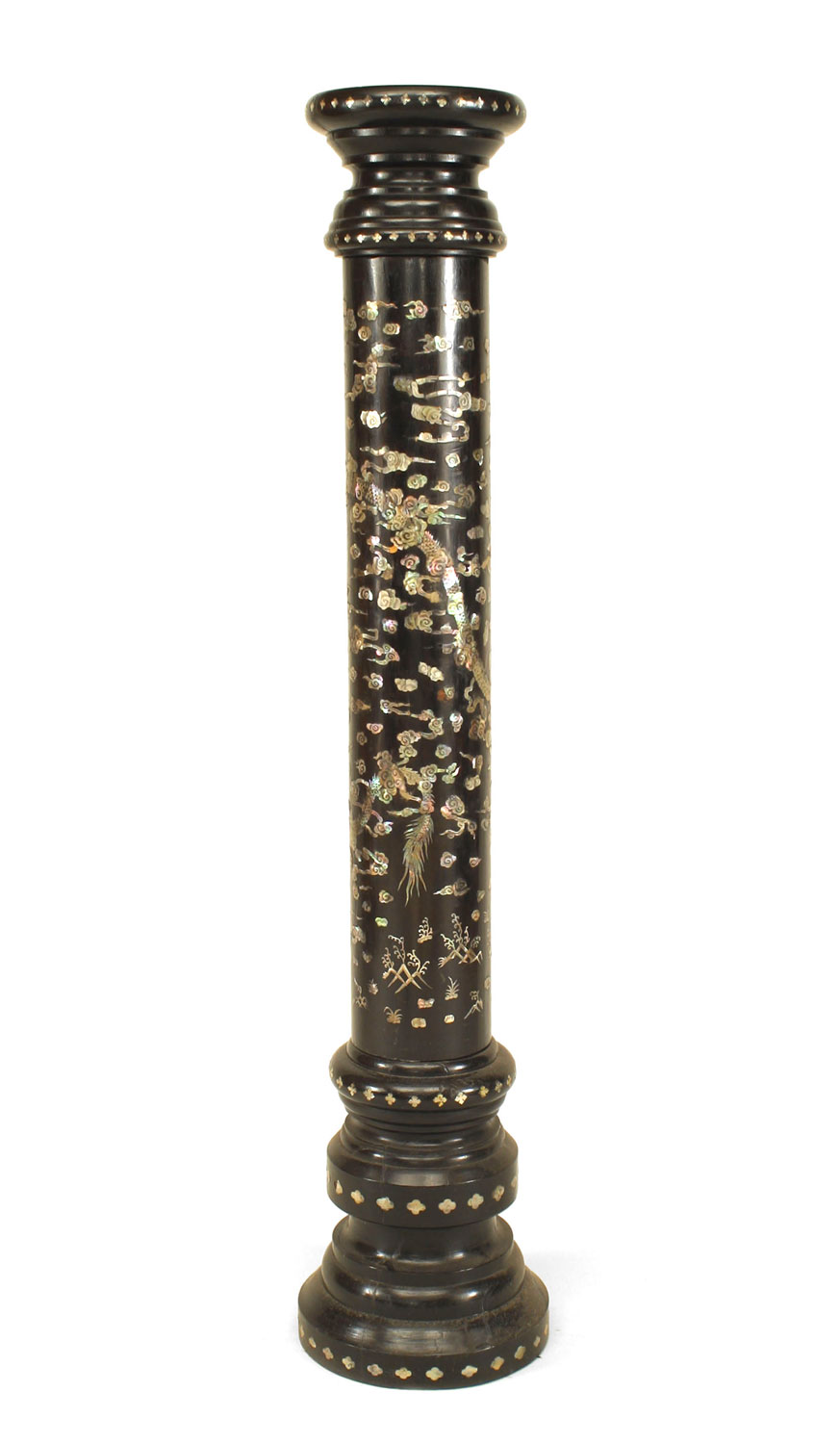 Pair of chinese floral and dragon pedestals